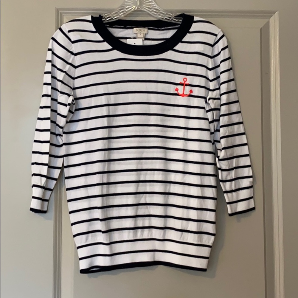 Striped Crewneck Sweater with embroidered anchor